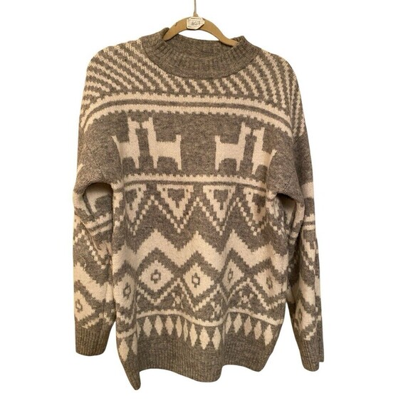 Cozy gray oversize llama sweater by:H&M Sz.XS - Picture 1 of 4
